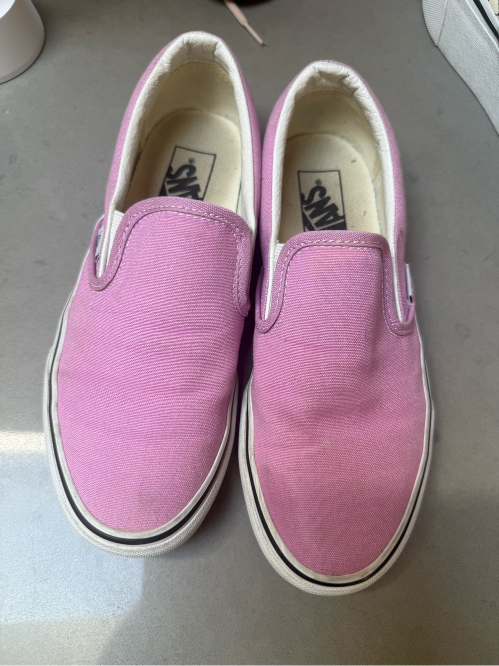 Vans Slip-On Canvas Sneakers in Lavender Pink